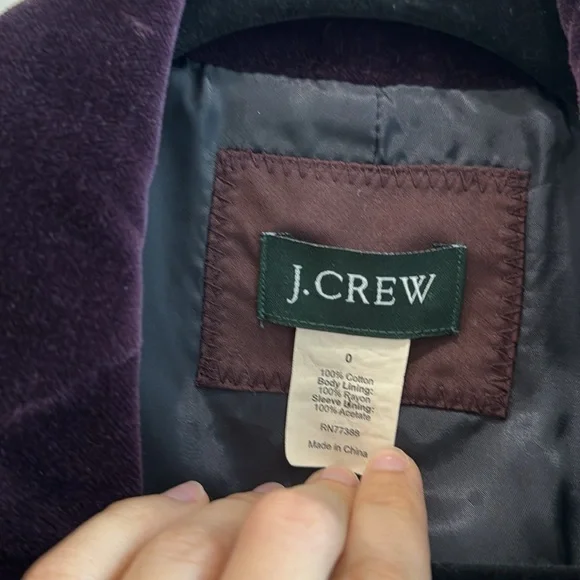 J Crew plum velvet blazer size 0 - Picture 2 of 5